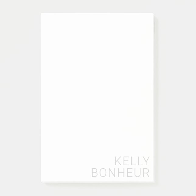 Post-it® Nom gris clair moderne en blanc (Devant)