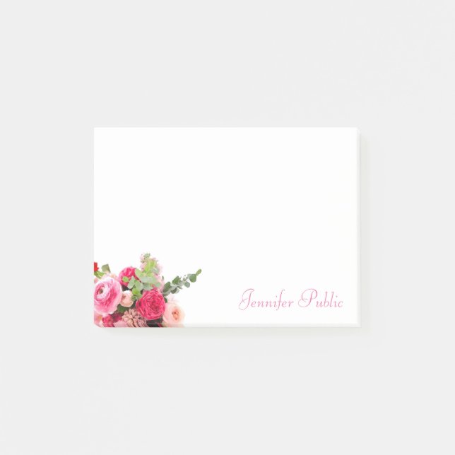 Post-it® Nom manuscrit Chic Watercolor Modèle Floral (Devant)