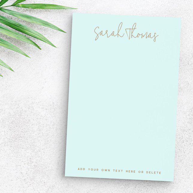 Post-it® Nom manuscrit moderne bleu aqua clair (Modern handwritten name light aqua blue post-it notes)
