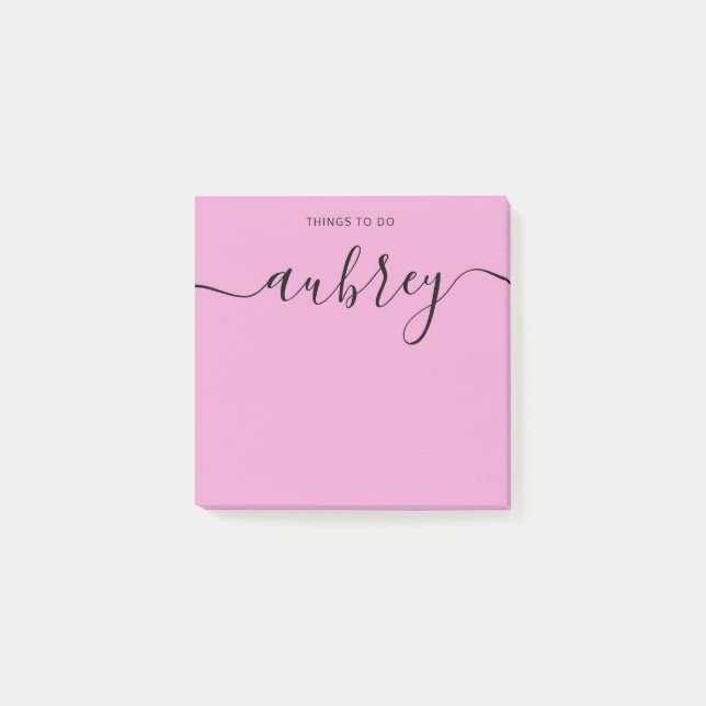 Post-it® Nom manuscrit simple et moderne Pink Notes (Devant)