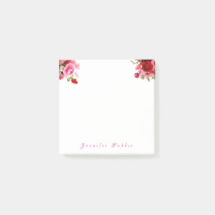 Post-it® Nom manuscrit Texte Roses aquarelles Floral