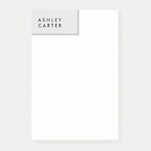 Post-it® Nom minimaliste blanc gris professionnel