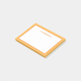 Post-it® Nom minimaliste personnalisé Monogrammé Orange Mig