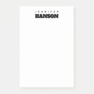 Post-it® Nom moderne minimaliste noir et blanc professionne