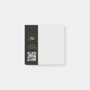 Post-it® Nom monogramme et signature moderne / code QR