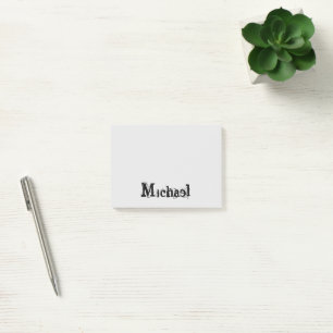 Post-it® Nom monogramme moderne minimaliste noir gris