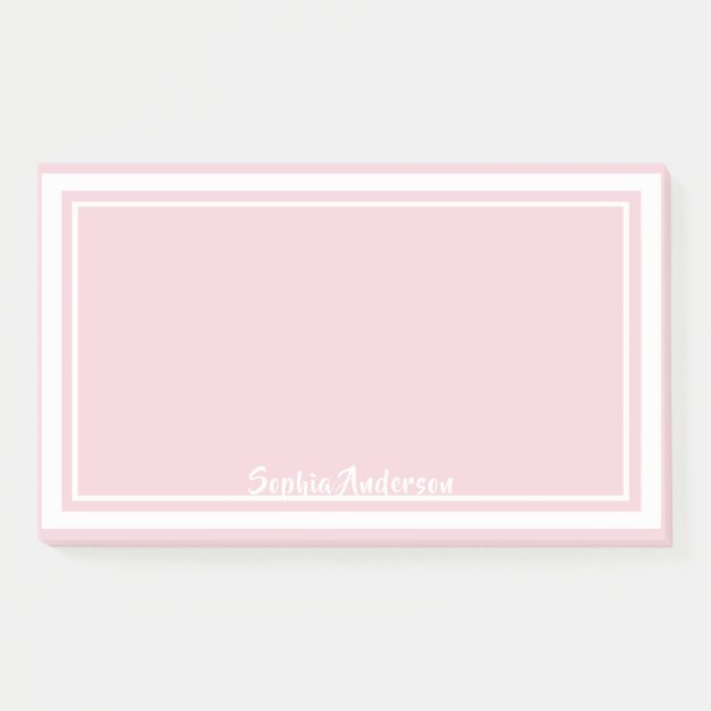 Post-it® Nom monogramme rose blanc pastel (Devant)