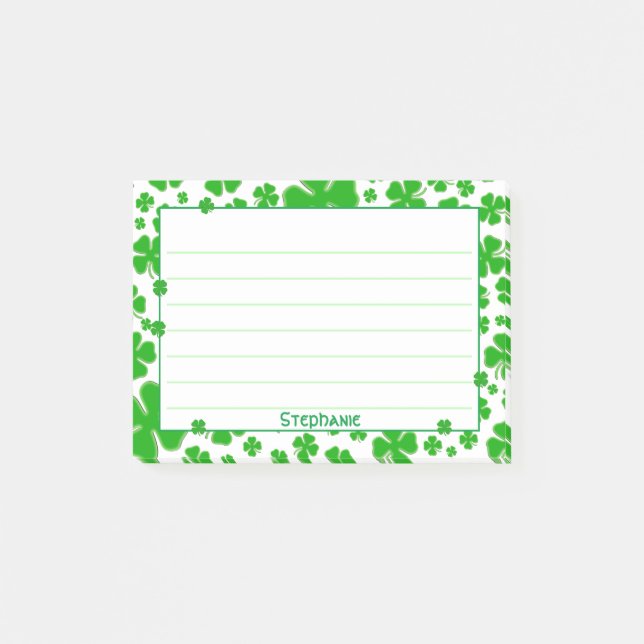 Post-it® Nom:  Motif Shamrock de St Patrick Green Random (Devant)