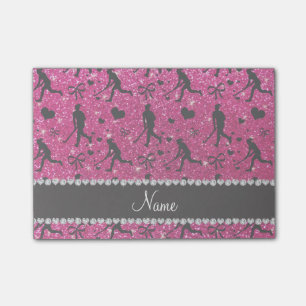 Post-it® Nom neon rose parties scintillant de terrain coeur