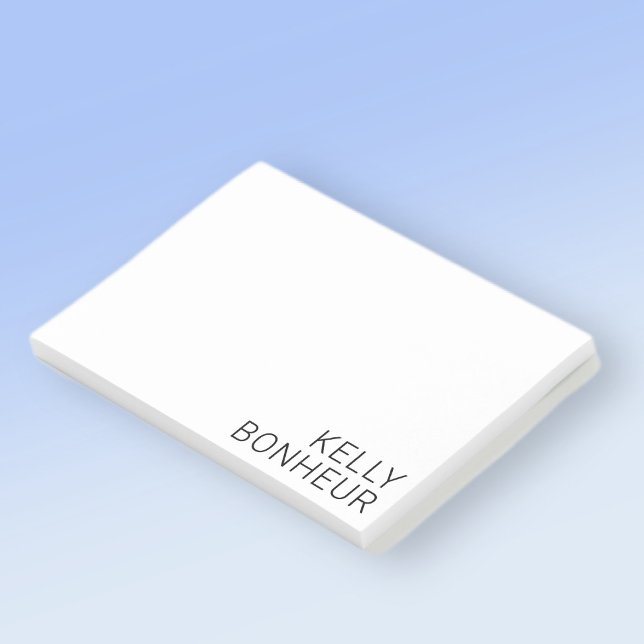 Post-it® Nom noir moderne en blanc (Créateur téléchargé)