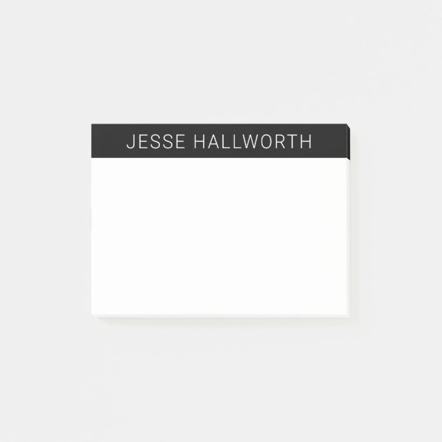 Post-it® Nom ou Entreprise Blanc Moderne sur Fond Noir (Devant)