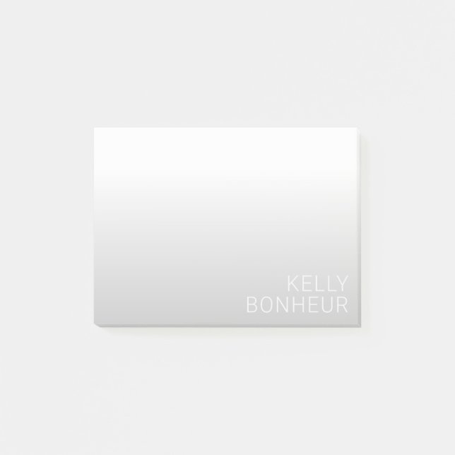 Post-it® Nom personnalisable moderne | Dégradé gris (Devant)