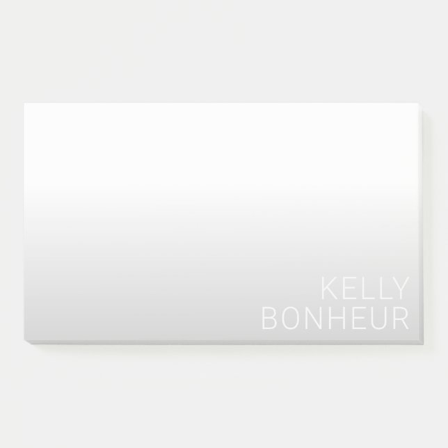 Post-it® Nom personnalisable moderne | Dégradé gris (Devant)
