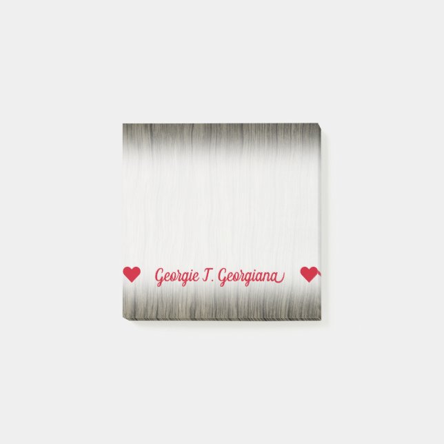 Post-it® Nom personnalisable ; Motif en bois de regard de (Devant)