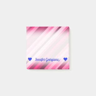 Post-it® Nom personnalisable; Motif Pink/Magenta Stripes