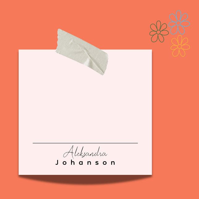 Post-it® Nom Personnalisable Simple Minimal Sur Rose Blush (Créateur téléchargé)