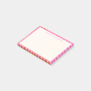Post-it® Nom personnalisé Abstrait Pink Orange Checkerboard