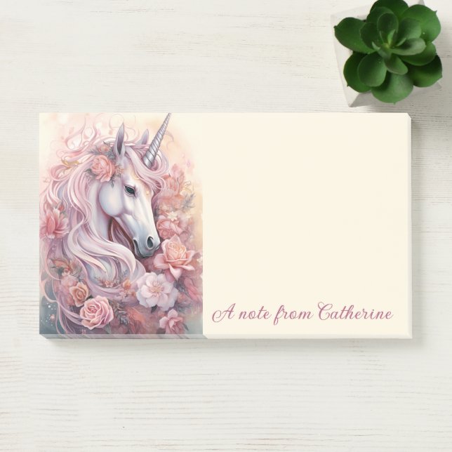 Post-it® Nom personnalisé Belle Licorne (Bureau)