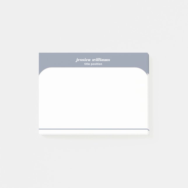 Post-it® Nom personnalisé bleu et blanc minimal (Devant)