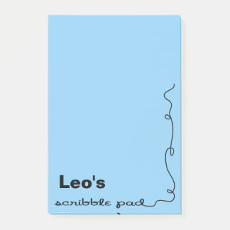 Post-it® Nom personnalisé Bleu Scribble Pad