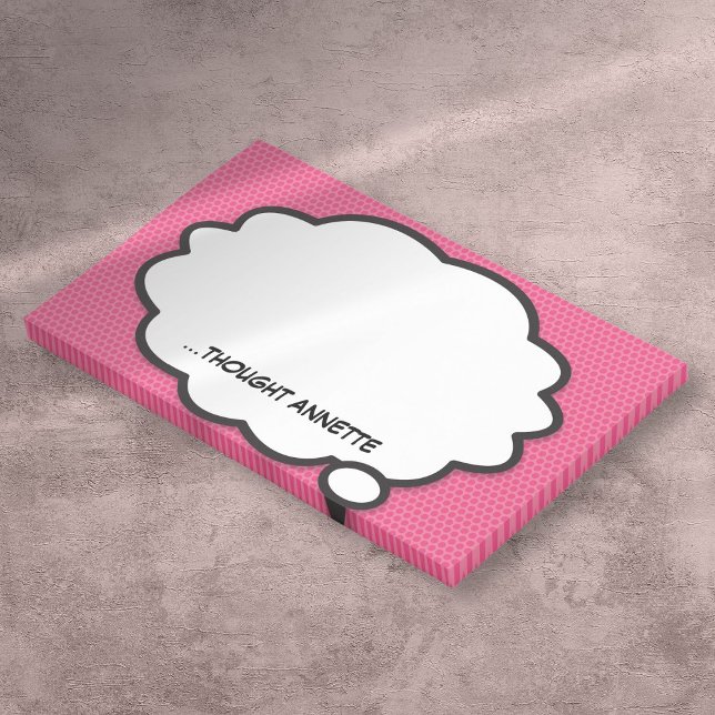 Post-it® Nom personnalisé Bulle de pensée Rose Bande dessin (Custom Name Think Bubble Pink Comic Book Fun Post-it Notes)