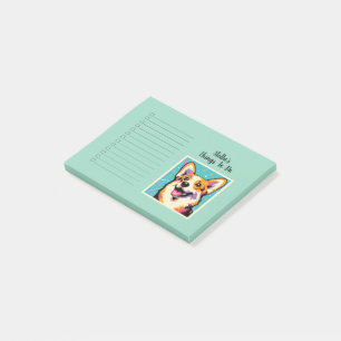 Post-it® Nom personnalisé Corgi Pop Art Coloré