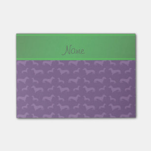 Post-it® Nom personnalisé Dachshund vert rayure
