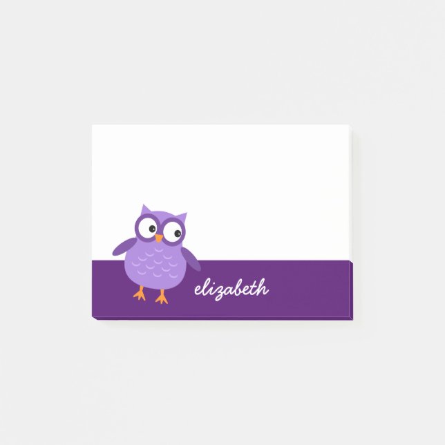 Post-it® Nom Personnalisé De La Chouette Violette Cute Pour (Devant)