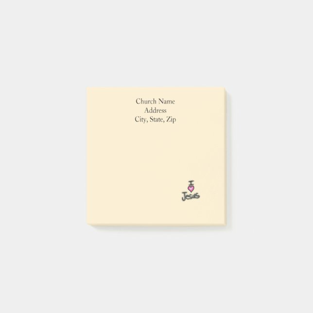 Post-it® Nom personnalisé de l'église J'aime Jésus  (Devant)