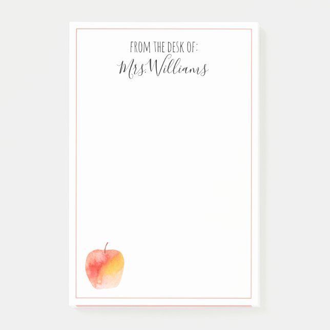 Post-it® Nom personnalisé de l'enseignant Cadeau Aquarelle  (Devant)