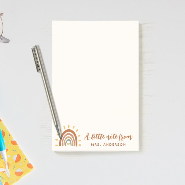Post-it® Nom personnalisé de l'enseignant moderne Boho Rain (Créateur téléchargé)