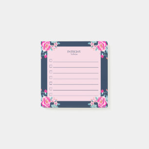 Post-it® Nom personnalisé des Roses roses chauds dynamiques