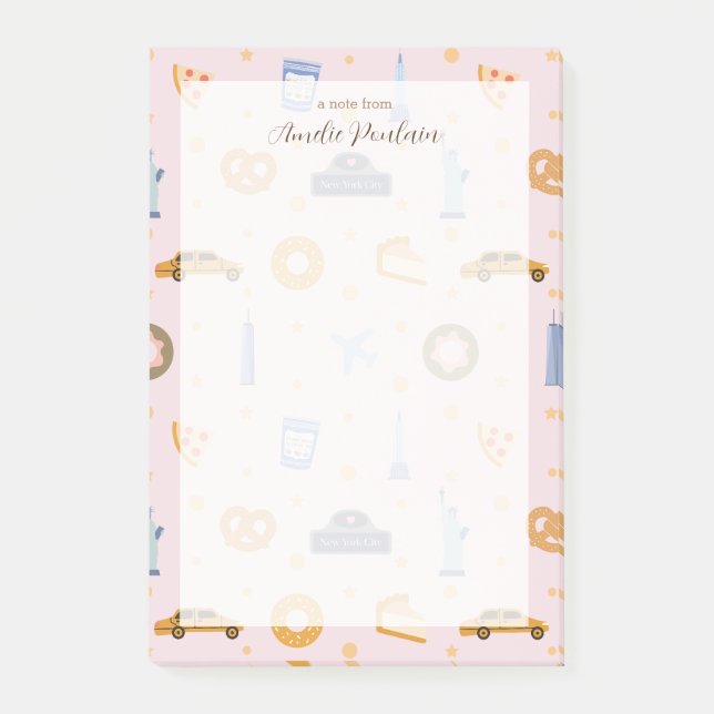 Post-it® Nom personnalisé du motif rose NYC (Devant)