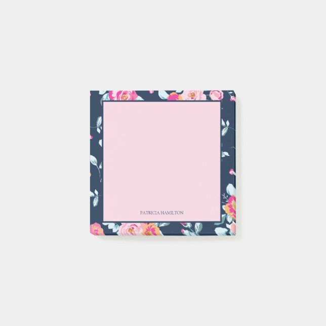 Post-it® Nom personnalisé floral rose vibrant (Devant)