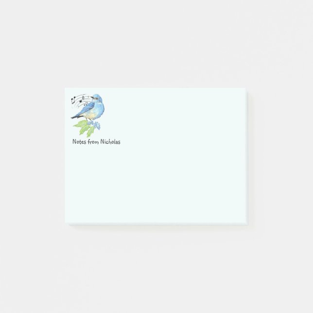 Post-it® Nom personnalisé Fun Bluebird Bird Art Nature (Devant)