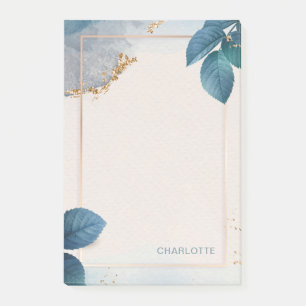 Post-it® Nom personnalisé Gold Parties scintillant Floral A