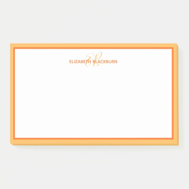 Post-it® Nom personnalisé Monogramme Initiales Orange (Devant)