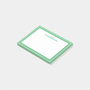 Post-it® Nom personnalisé monogrammé minimaliste vert migno