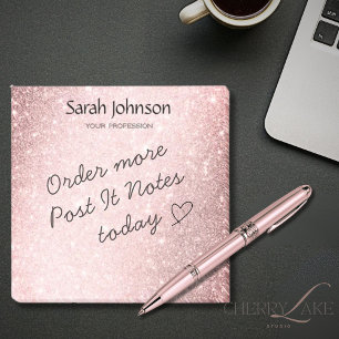 Post-it® Nom personnalisé Monogramme Paillettes Roses