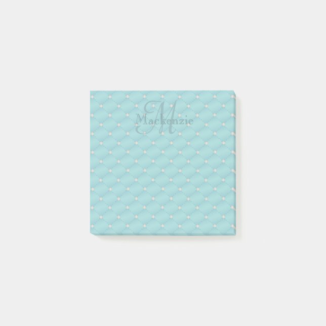 Post-it® Nom personnalisé Monogramme Turquoise Quilt Motif (Devant)