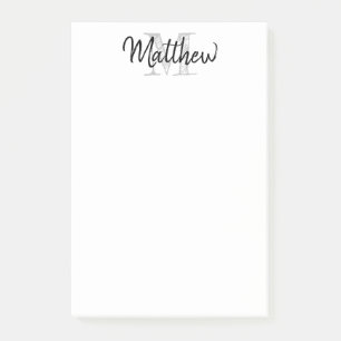 Post-it® Nom personnalisé monogramme typographie vintage gr