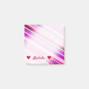 Post-it® Nom personnalisé + Motif Pink, Purple Stripes