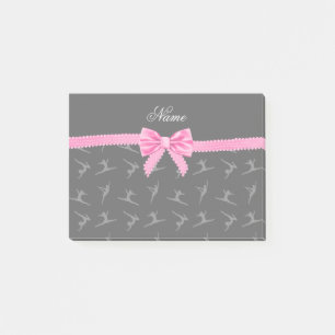 Post-it® Nom personnalisé noir gymnastique arc rose