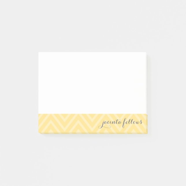 Post-it® NOM PERSONNALISÉ NOTE cool chevron motif gris jaun (Devant)