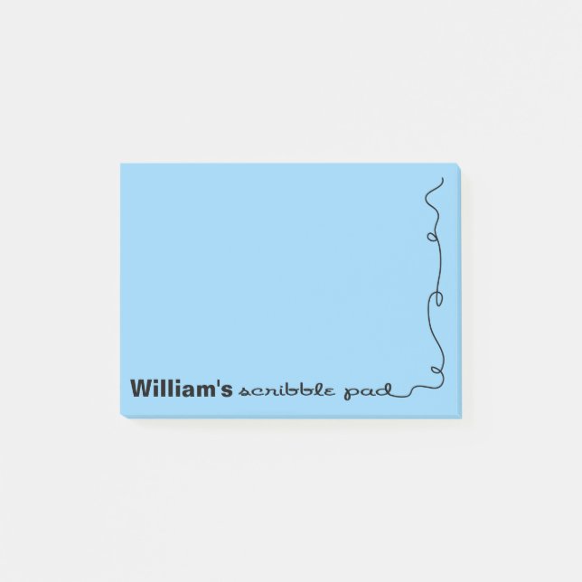 Post-it® Nom personnalisé Pad Bleu Scribble (Devant)