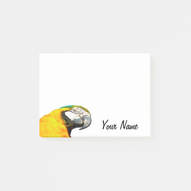Post-it® Nom personnalisé par portrait drôle de perroquet (Devant)