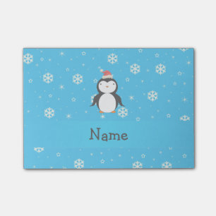 Post-it® Nom personnalisé Pingouin de neige bleu père No