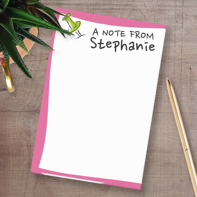 Post-it® Nom personnalisé Push Pin mignon Rose chaud et ver (Personalized Post-it Notes - add your name and other social media contact information)