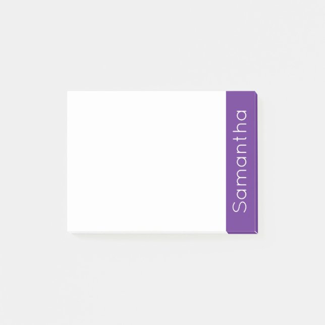 Post-it® Nom personnalisé simple violet et blanc (Devant)