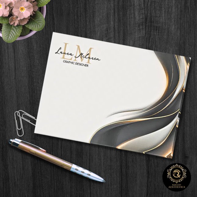 Post-it® Nom professionnel en écriture Monogramme Or (Gold Monogram Script Name Professional Post-it Notes)